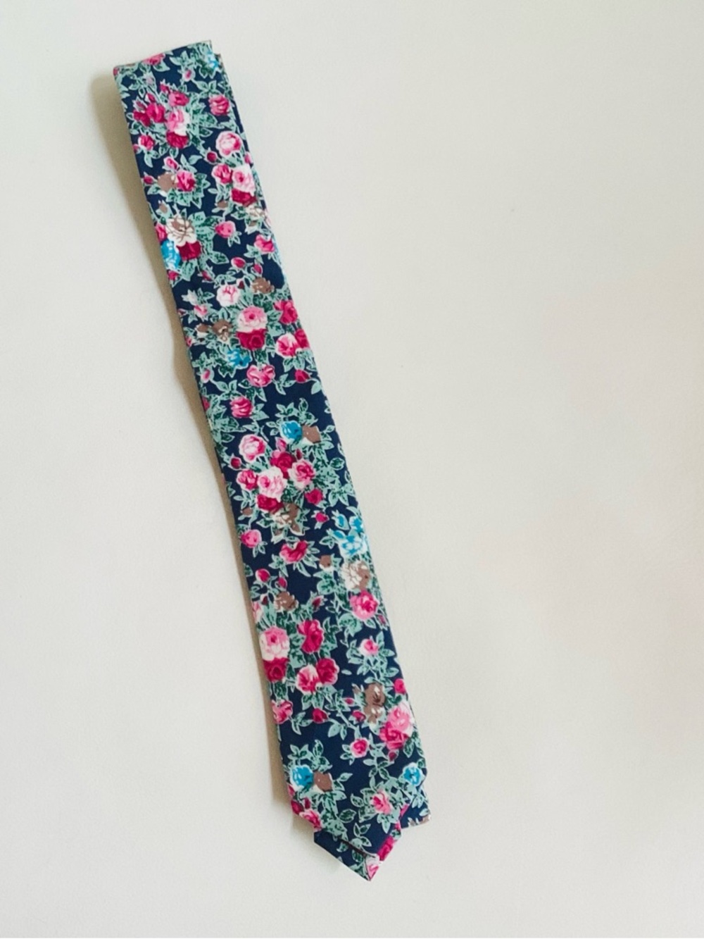 Original Penguin Navy Floral Tie with Pink & Turquoise Accents